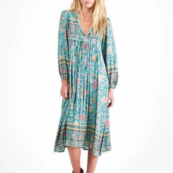 🌾 Spell and the Gypsy folk town turquoise midi dress - Picture 3 of 9